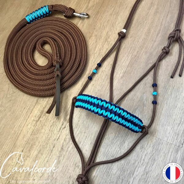 Ensemble licol et longe marron et bleu