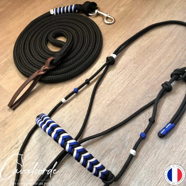 Ensemble licol et longe noir, bleu et crème